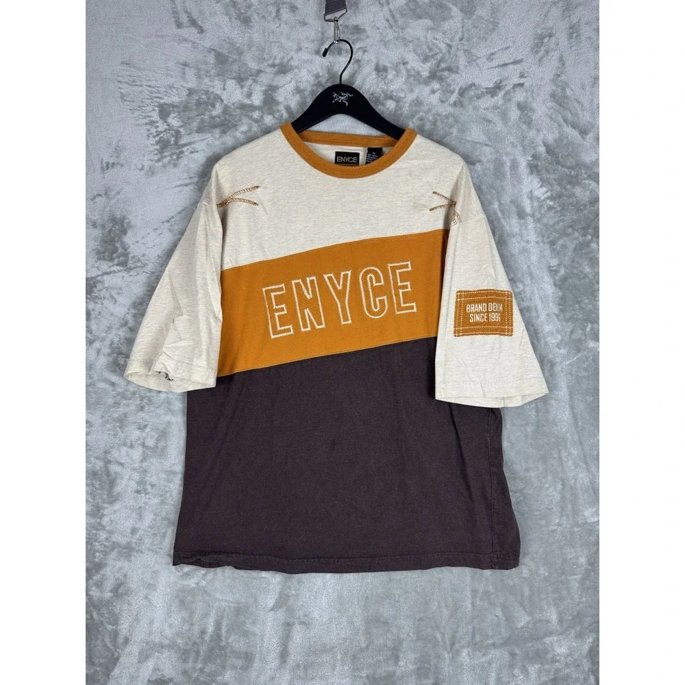 Vintage Y2K Enyce Colorblock Embroidered Spellout Shirt Mens XL Hip Hop Skater